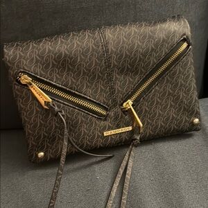 Rampage Dark Brown Clutch with Gold Details